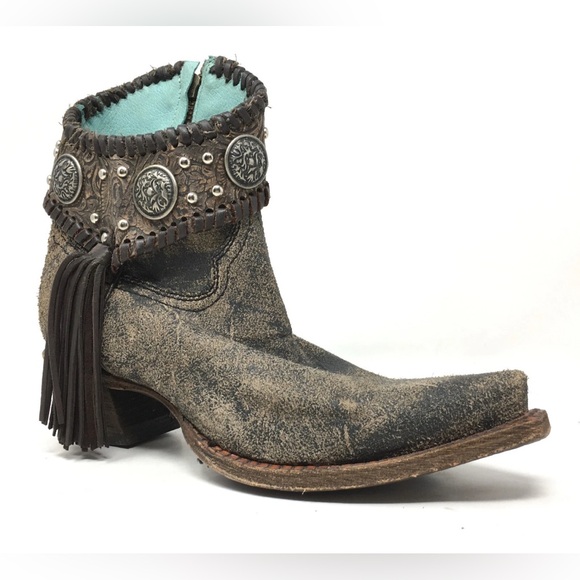 Corral Spirit Distressed Brown Leather Studded Western Boots Women’s 9 EUC - Picture 1 of 10